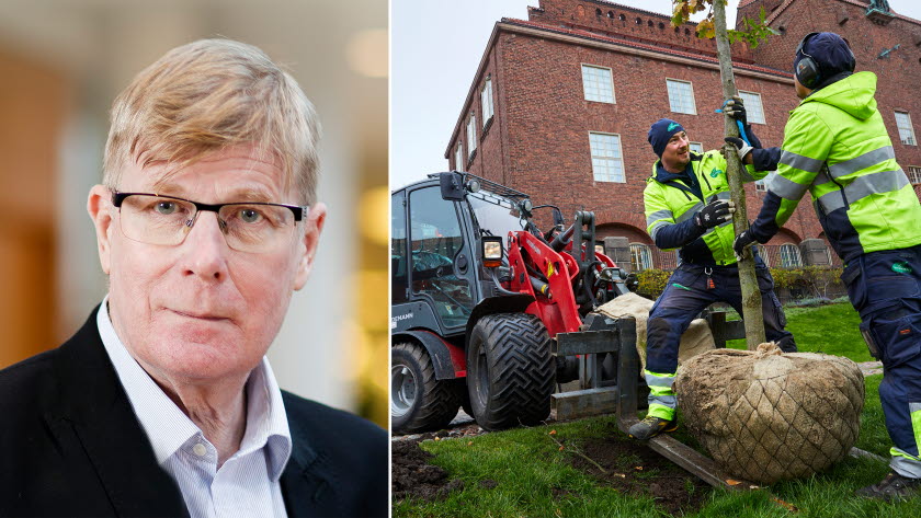 Bild på Örjan Lenárd, förhandlingschef på Gröna arbetsgivare, och trädgårdsanläggare.