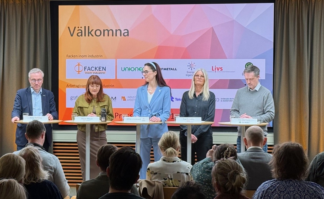 Fackens representanter på presskonferensen om nytt Industriavtal 2025