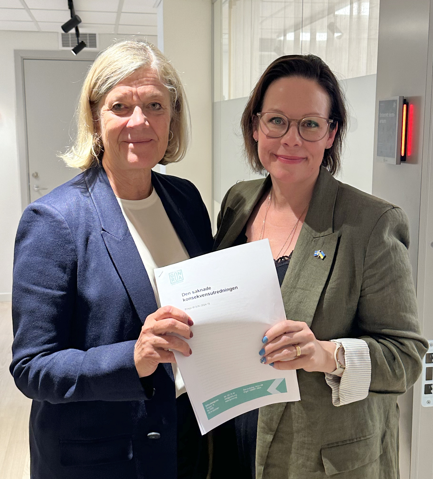 Lena-Liisa Tengblad, vd Gröna arbetsgivare, och migrationsminister Maria Malmer Stenergard.