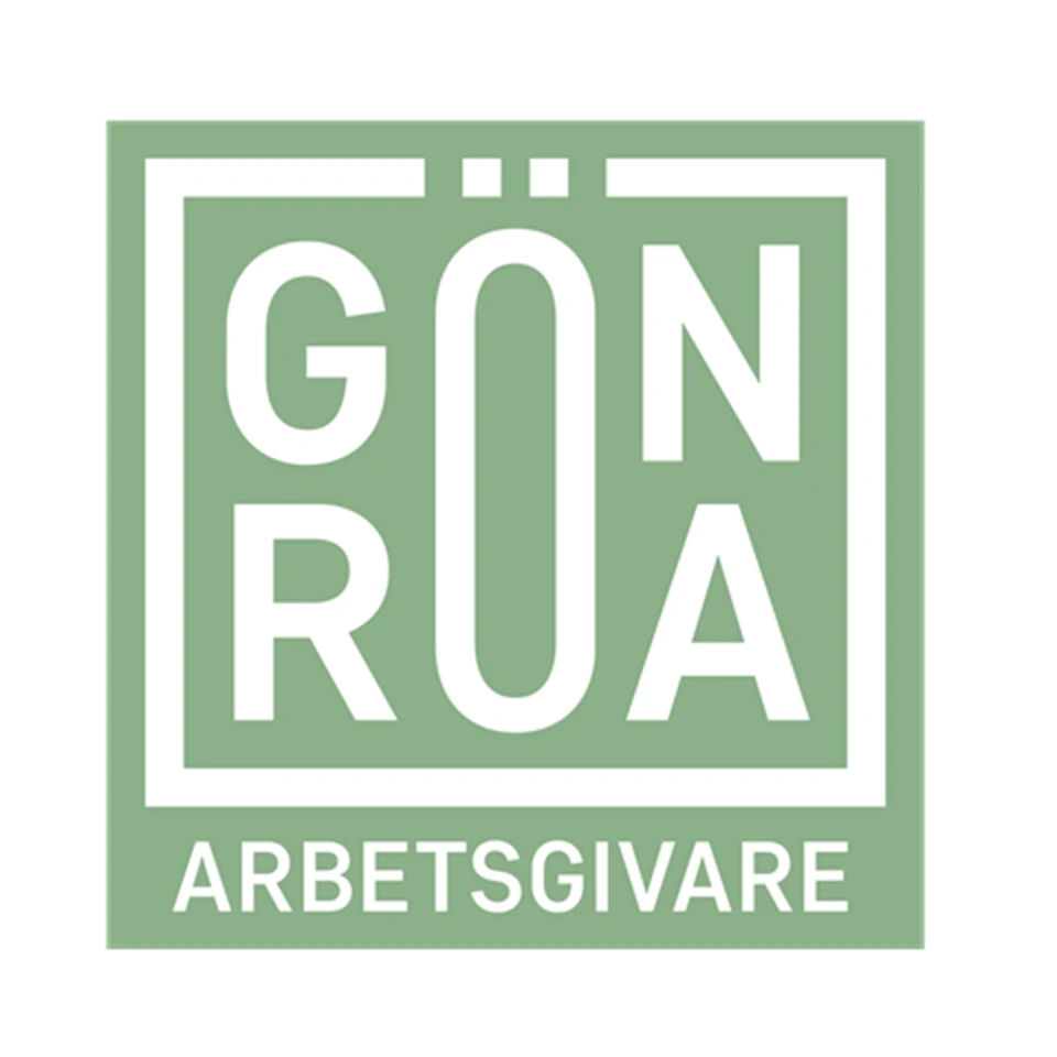 Gröna arbetsgivares logotyp (Vit med grön bakgrund, PNG)