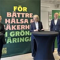 Ebba Zettergren, Lantlyftet, Lena-Liisa Tengblad, Gröna arbetsgivare, Jörgen Fransson, Jordbruksverket, och Sara Westholm, Lantlyftet, under lanseringseventet.