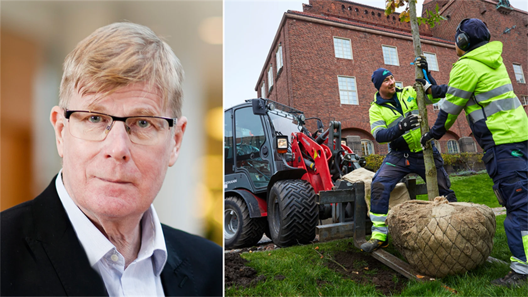 Bild på Örjan Lenárd, förhandlingschef på Gröna arbetsgivare, och trädgårdsanläggare.