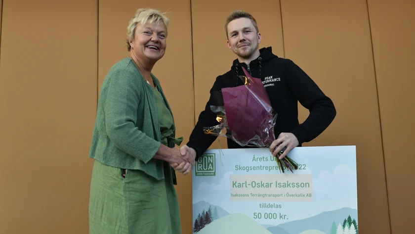 Maud Petri Rådström, Gröna arbetsgivare, och Karl-Oskar Isaksson, Årets unga skogsentreprenör 2022